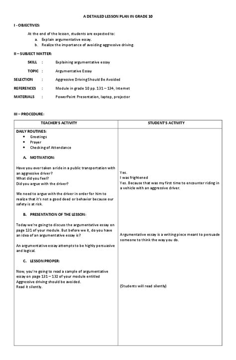 Lesson Plan Grade 10 .